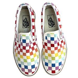 Vans Womens Size 7 Slip-On Rainbow Checkerboard Canvas Shoes